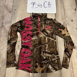 Mossy Oak Long Sleeve Camo T Shirt Womens Pink Zipper